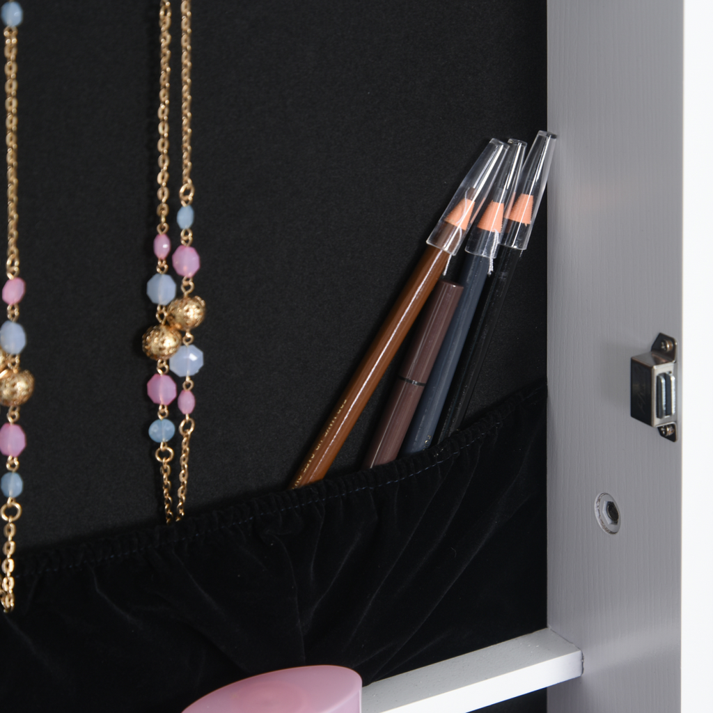 MDF Freestanding Glass Mirror Jewellery Cabinet - White