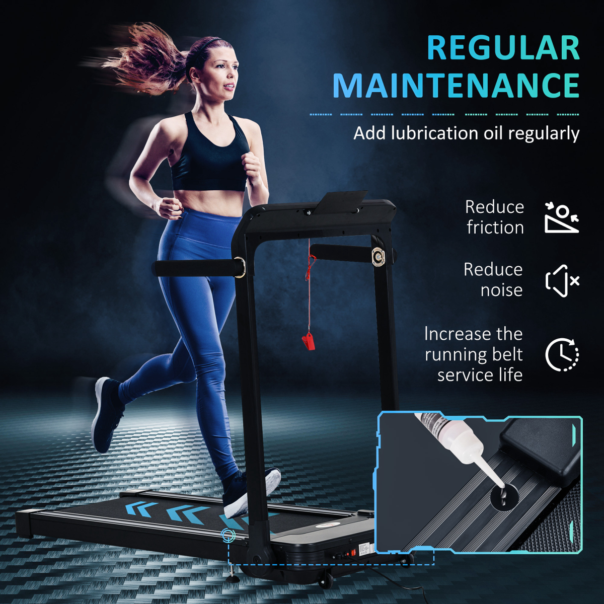 1.85HP Foldable Electric Treadmill Fitness Safety Lock LED screen-Black HOMCOM
