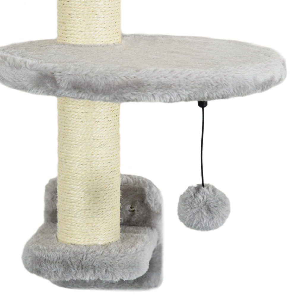 PawHut Cat Wall Furniture with Hammock Platforms Ladder Scratching Post - Grey