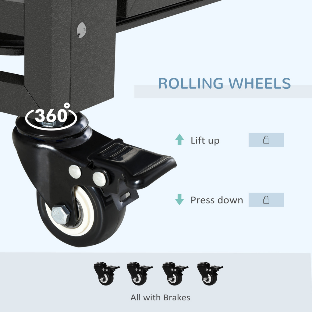 PawHut 43" Foldable Heavy Duty Dog Crate with Locks, Removable Tray, Wheels