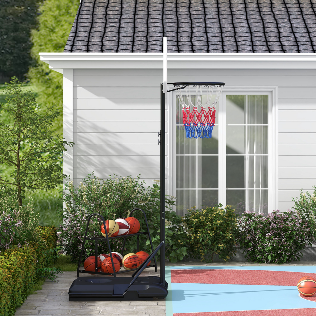 Adjustable Basketball Stand Net Set System with Wheels - 179-209cm