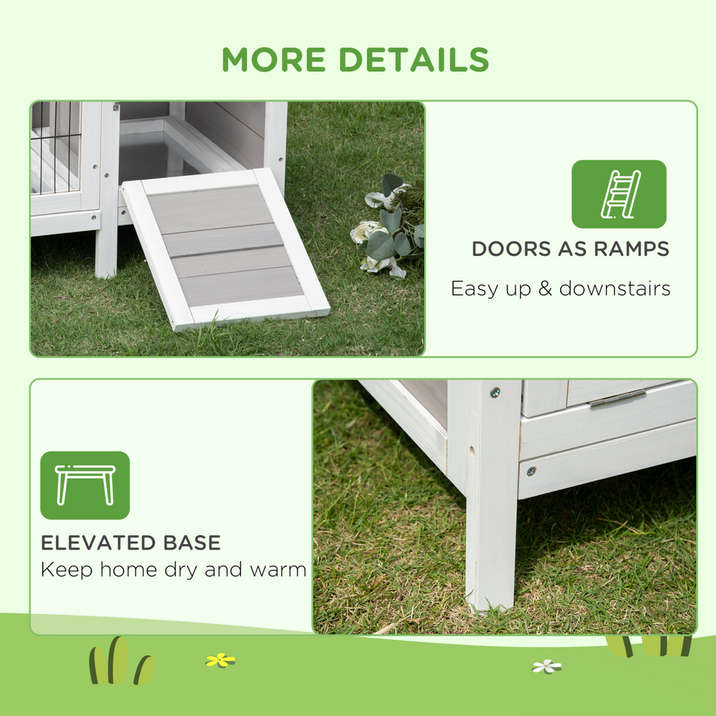 Indoor Rabbit Hutch Separable Guinea Pig Cage Bunny Run w/ Slide Out Tray - Grey