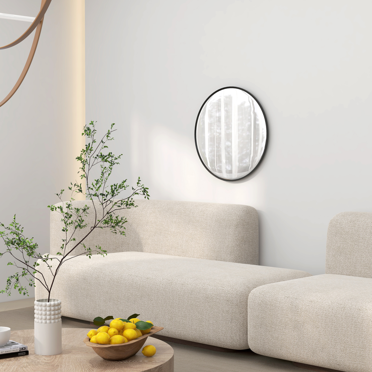 61cm Round Wall Mirror with Black Frame - Modern Circle Mirror for Any Room