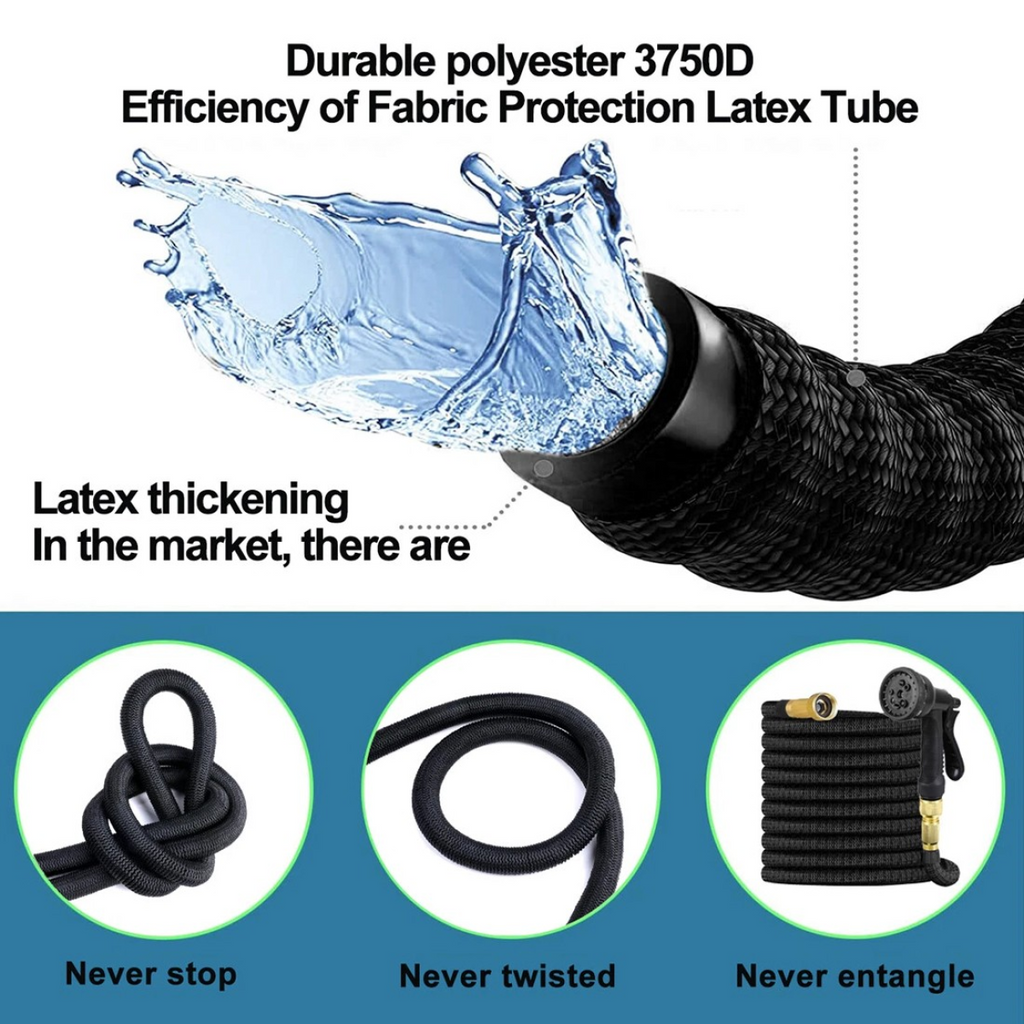 Heavy Duty 50FT Expandable Garden Hose Pipe Flexible With Water Spray Gun UK