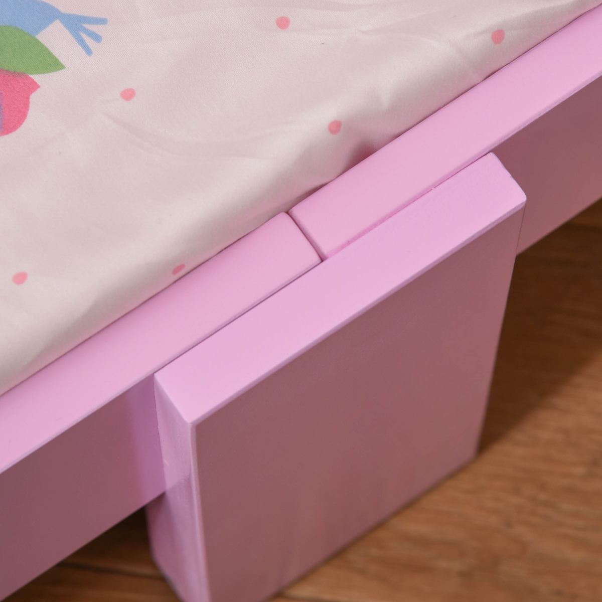 Kids pink princess castle bed with side rails and slats by HOMCOM, designed for ages 3-6 years.