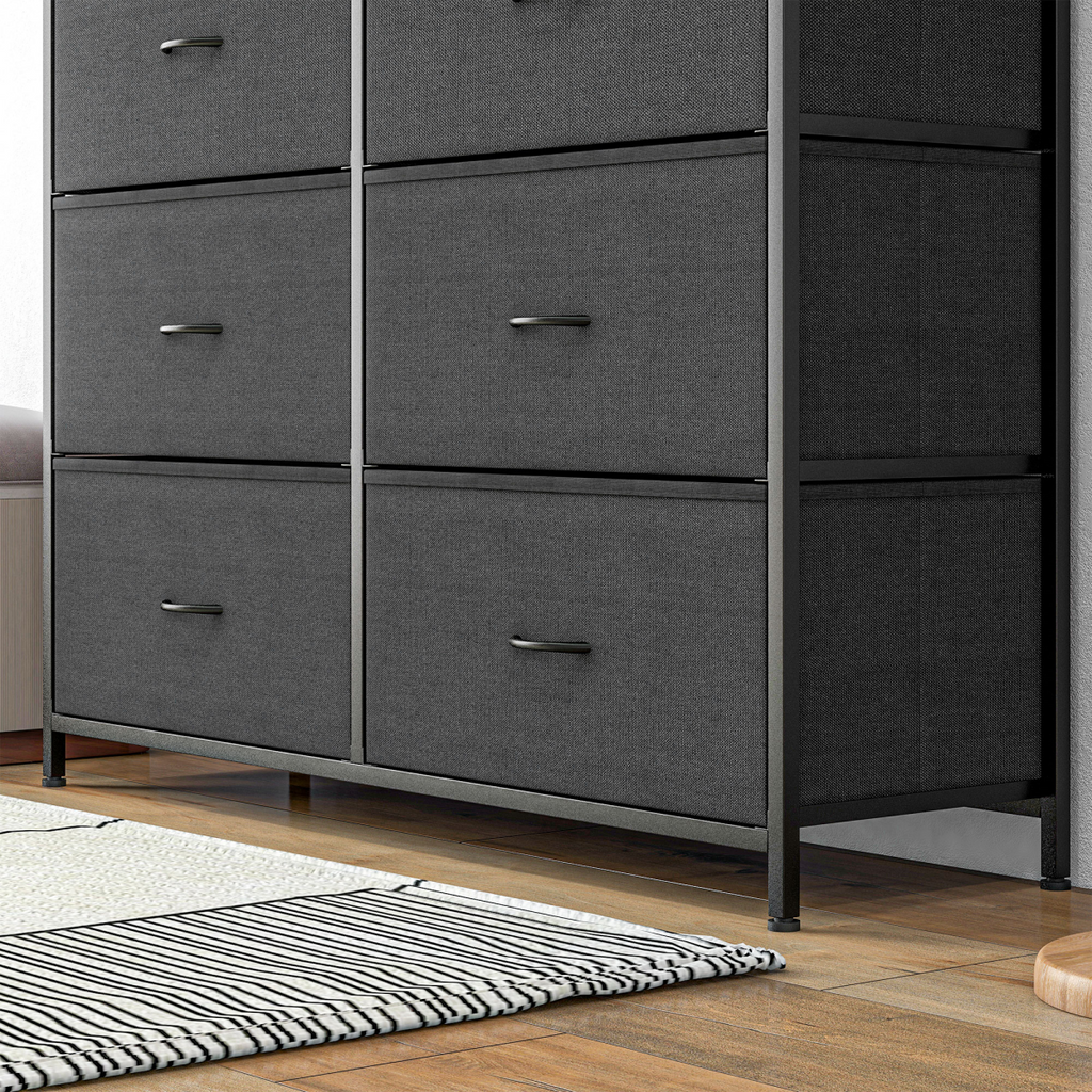 HOMCOM black 10-drawer fabric dresser with foldable drawers, showcasing a stylish bedroom chest design.
