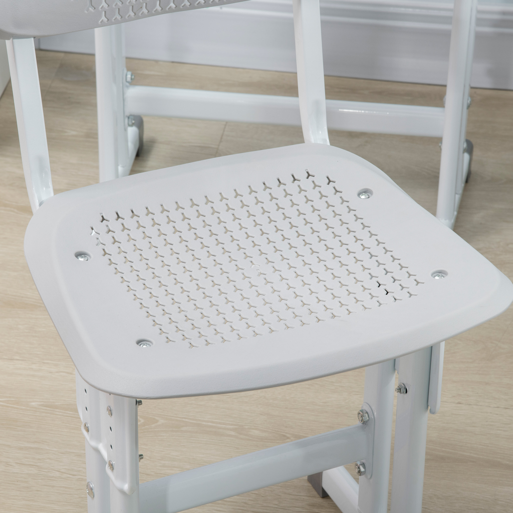Kids adjustable height desk and chair set in grey with book stand, suitable for ages 6-12 by FunZone.