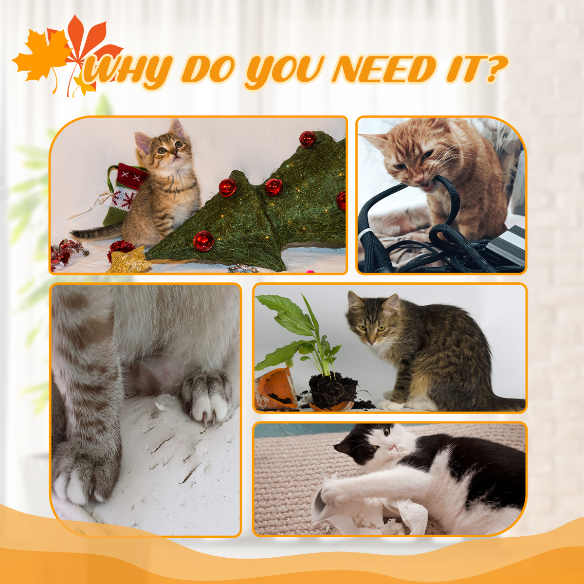 Yellow 242cm adjustable floor-to-ceiling cat tree with anti-slip kit by PawHut, featuring multiple platforms and scratching posts.