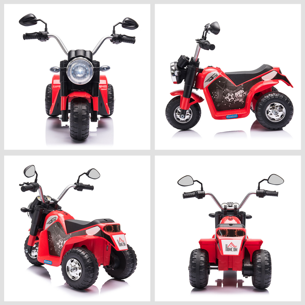 Red 6V FunZone electric motorcycle ride-on toy for toddlers aged 18-36 months, featuring realistic design and sturdy build.