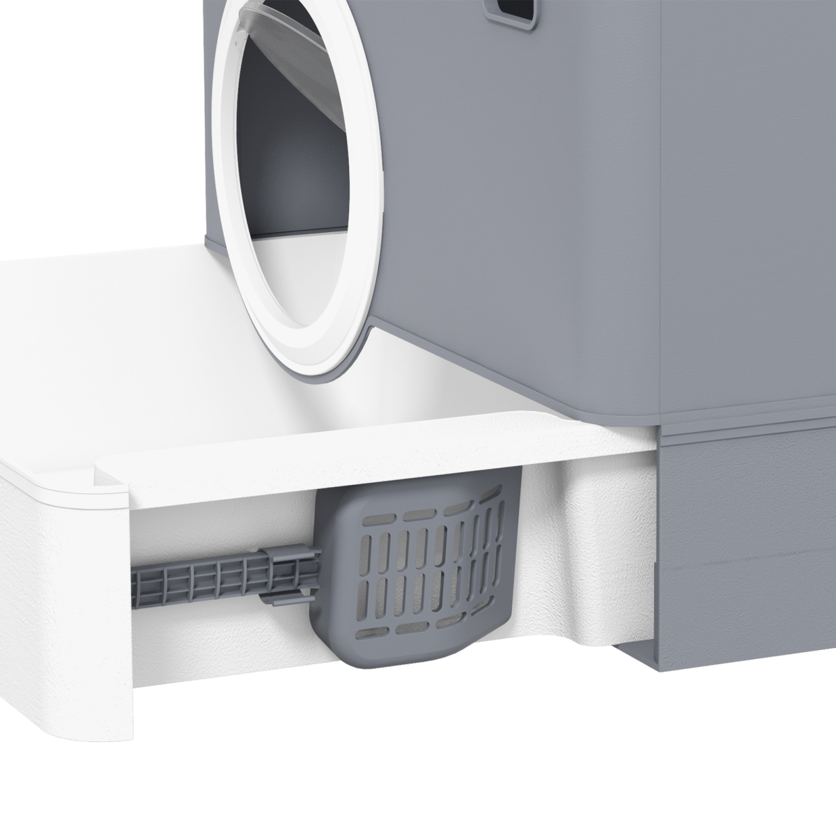 PawHut Enclosed Cat Litter Tray with Lid, Front Entry, Top Exit, Scoop - Grey