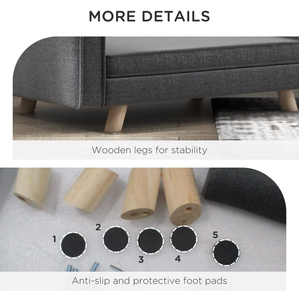 PawHut Elevated Dog Sofa Bed with Cushion for Medium and Small Dogs, Grey