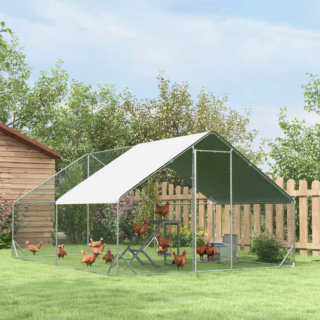 PawHut Chicken Coop Toy with Swing, Ladder, Platform for 2 Chickens, Hens, Grey