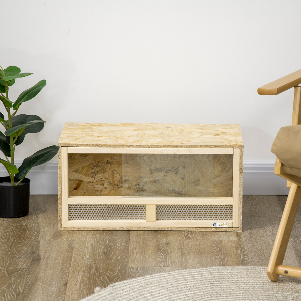 PawHut Reptile Terrarium w/ Transparent Sliding Doors, Breathable Mesh