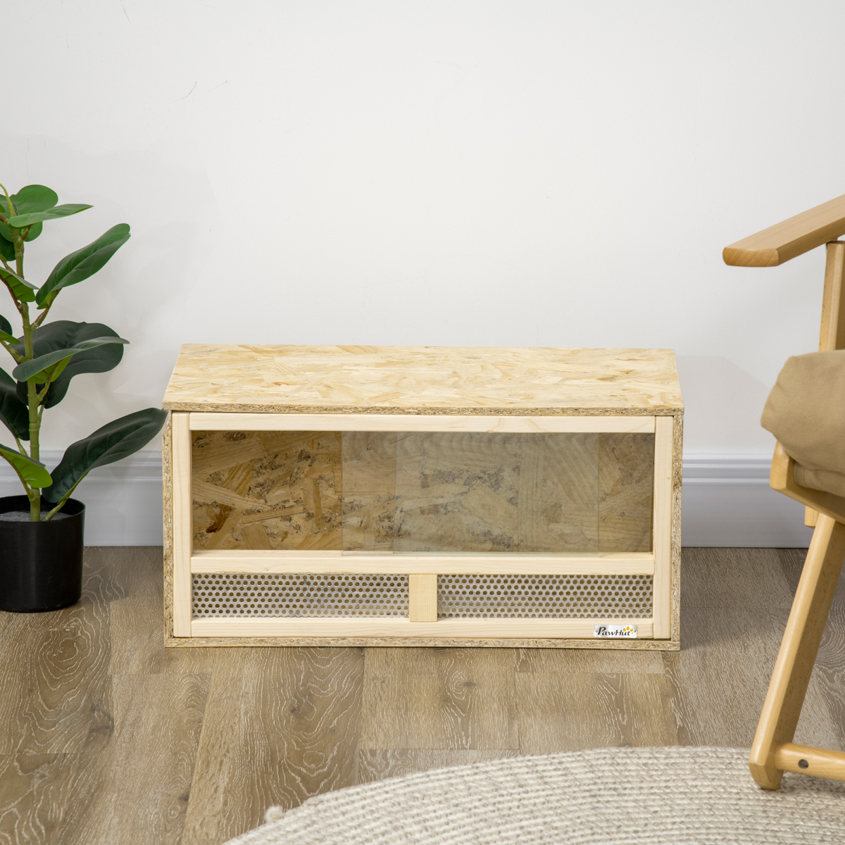 PawHut Reptile Terrarium w/ Transparent Sliding Doors, Breathable Mesh