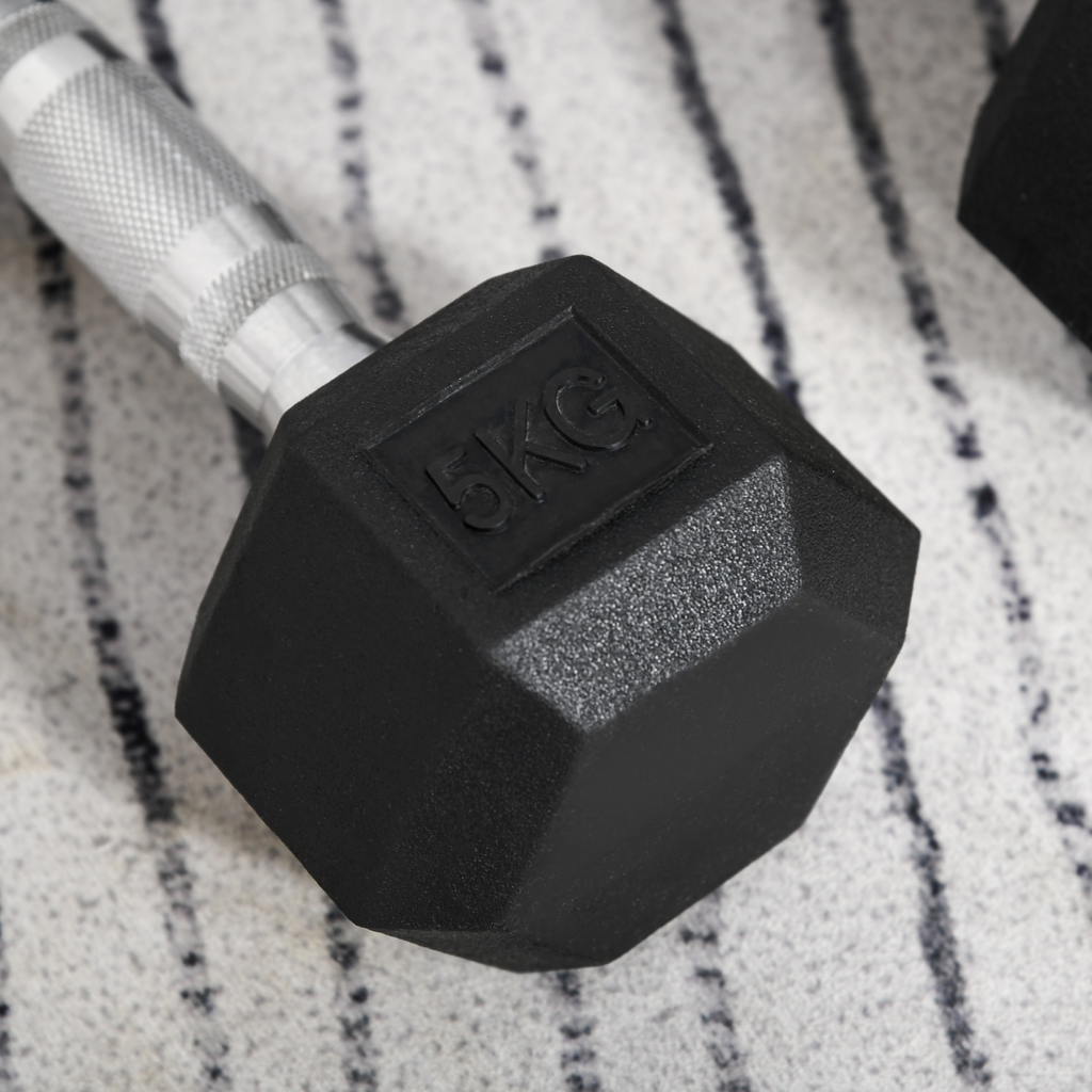 Hexagonal Dumbbells Kit Weight Lifting Exercise for Home Fitness 2x5kg HOMCOM