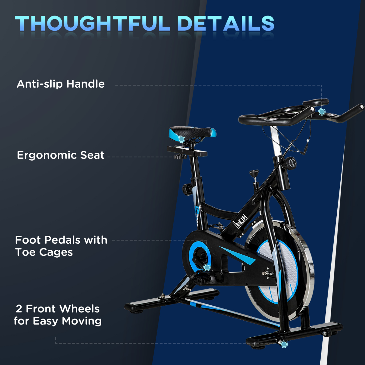 HOMCOM 8kg flywheel stationary exercise bike for indoor cycling cardio workout with adjustable seat and handlebars.