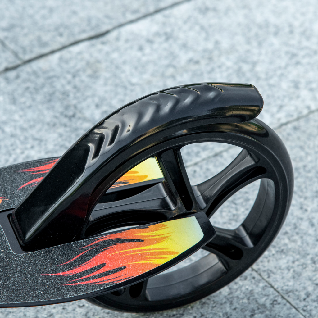 HOMCOM Foldable Kick Scooter for Kids with adjustable height, big wheels, and brake, shown in vibrant colors.