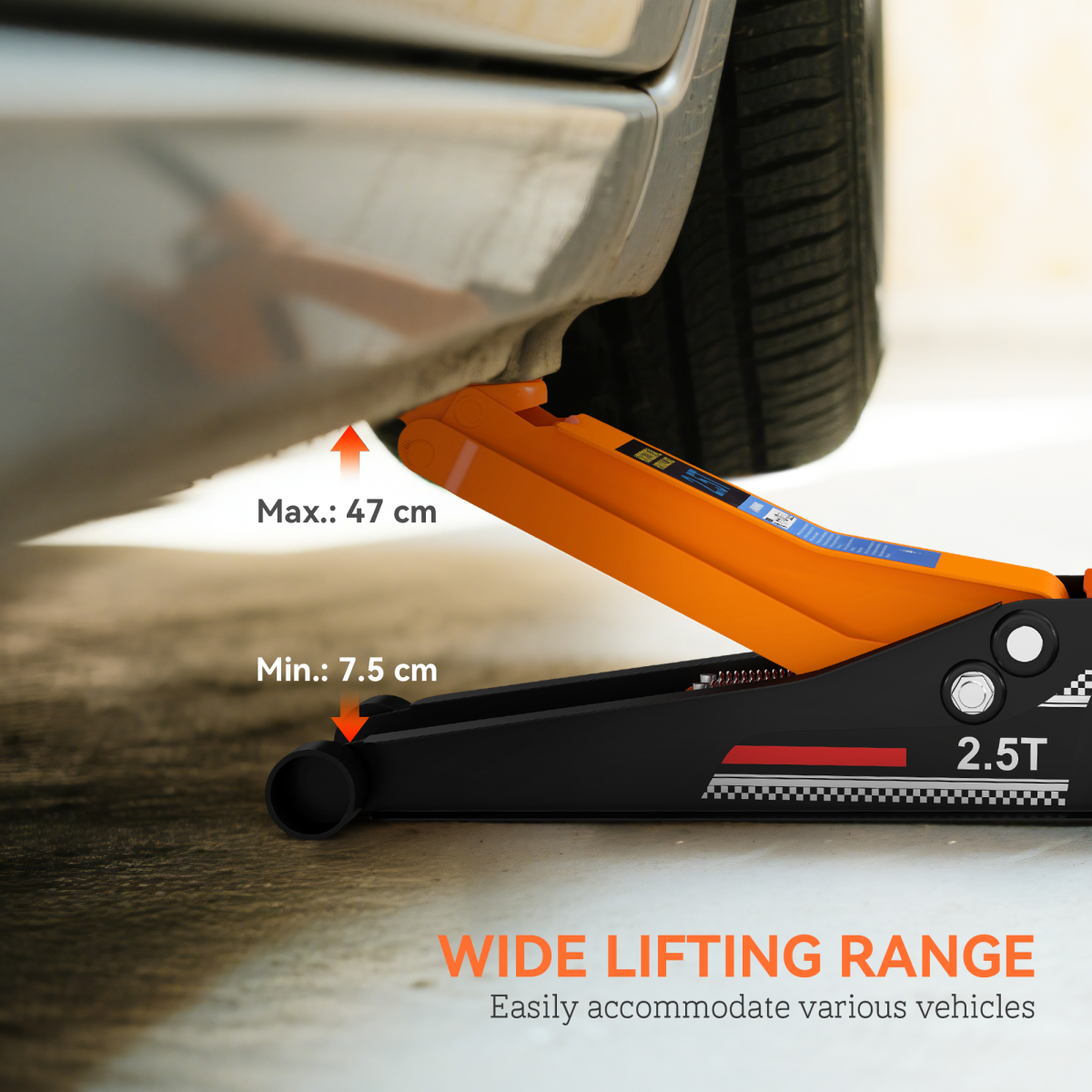 AutoPro car jack with a sturdy metal frame and lifting mechanism for vehicle maintenance and tire changes.