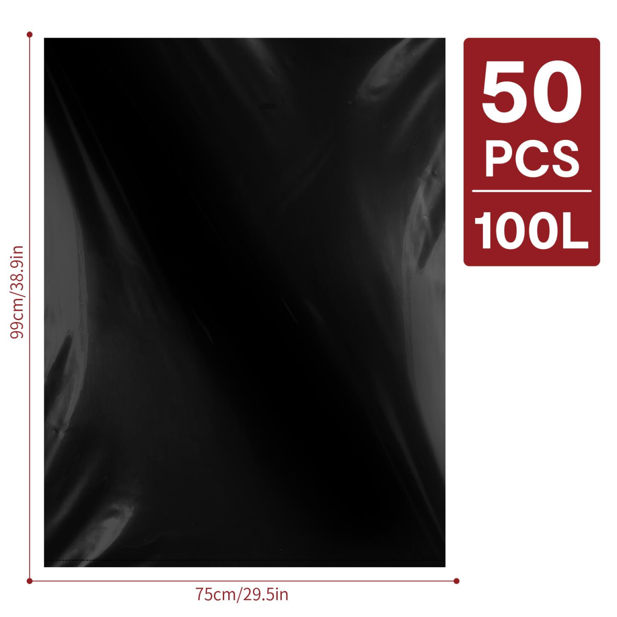 VINSANI 50pcs 100L HEAVY DUTY BIN BAGS 1010422