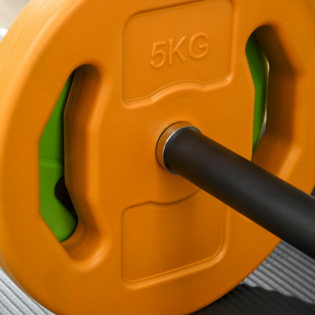 20kg HOMCOM Barbell Set with non-slip handle, perfect for strength training workouts and fitness routines.