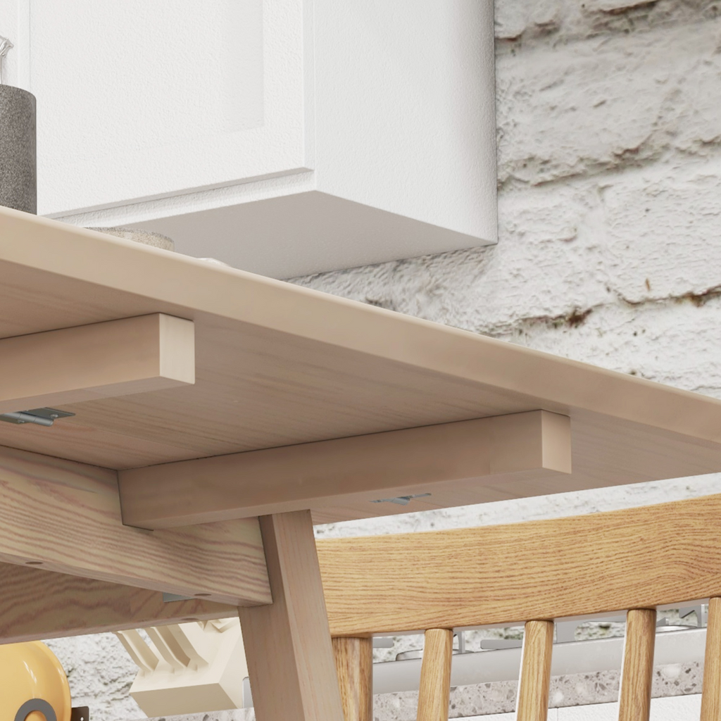 Extendable Kitchen Table for 2-4 - Folding Drop Leaf Dining Table - Natural Pine