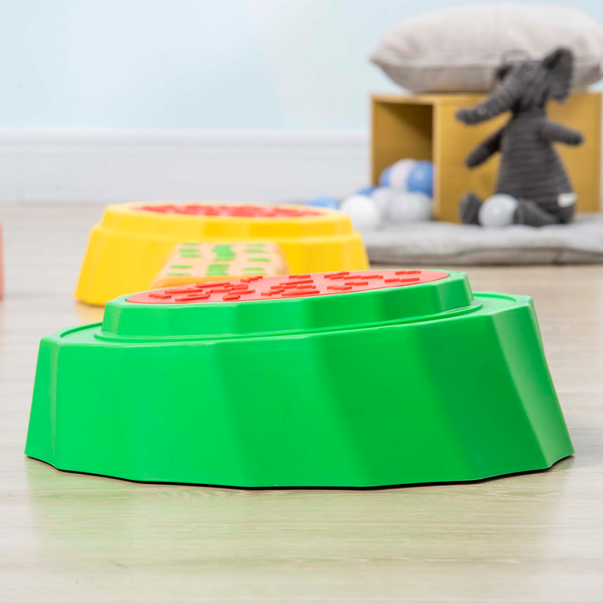 Eight-piece Non-slip kids stepping stones in vibrant colors for outdoor play by FunZone. Ideal for safe, creative play.