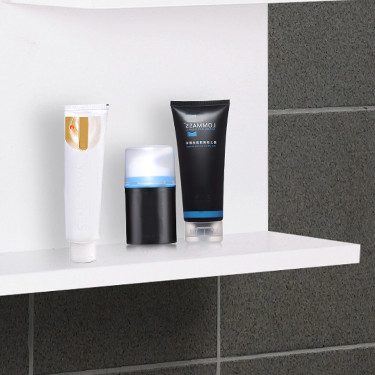 Modern Bathroom Wall Mounted Mirror with 3 Storage Open Shelves, White