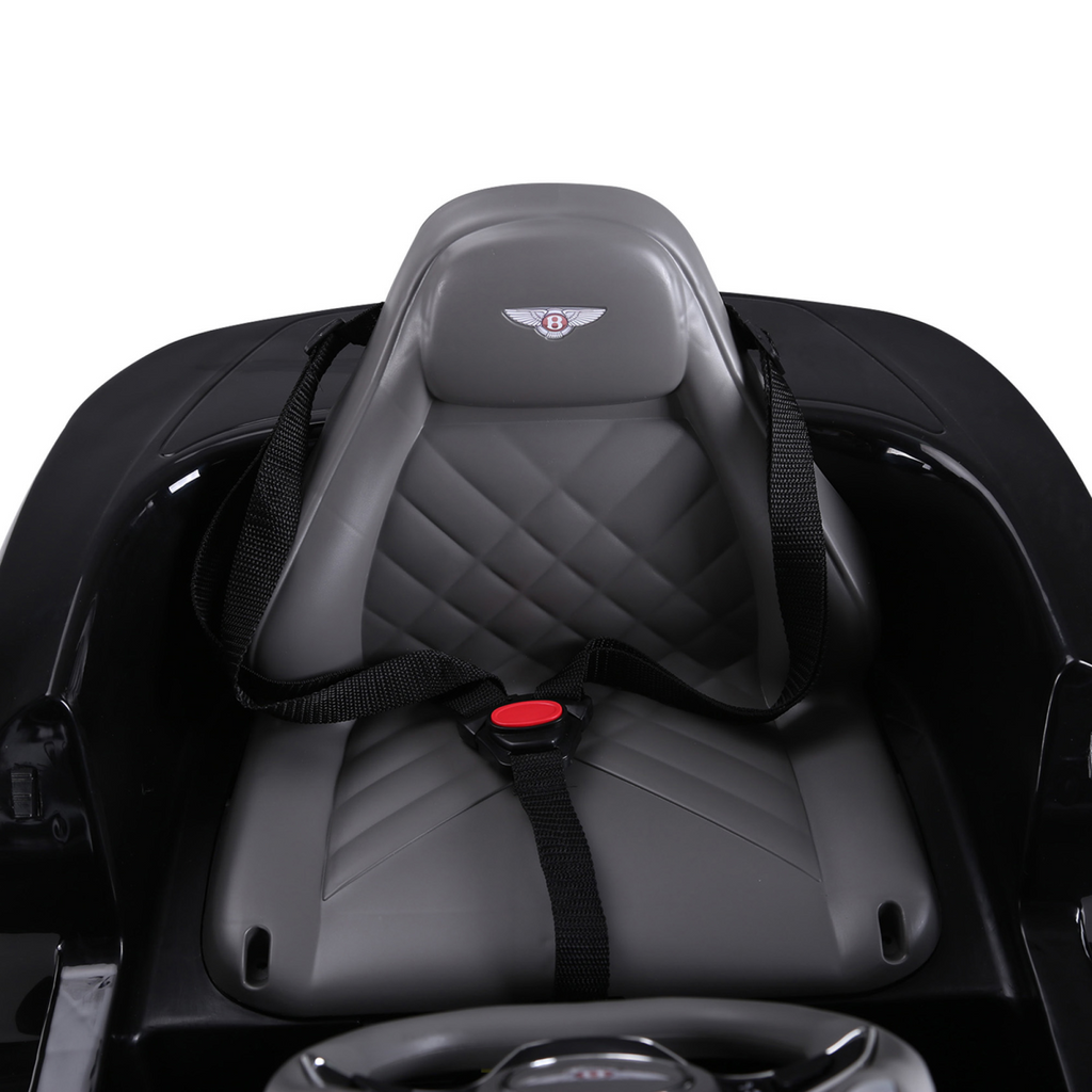 Black HOMCOM Electric Ride-on Car with LED lights, music features, and parental remote control for kids.
