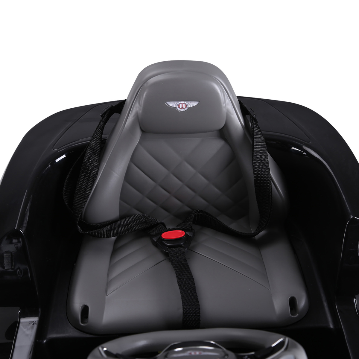 Black HOMCOM Electric Ride-on Car with LED lights, music features, and parental remote control for kids.