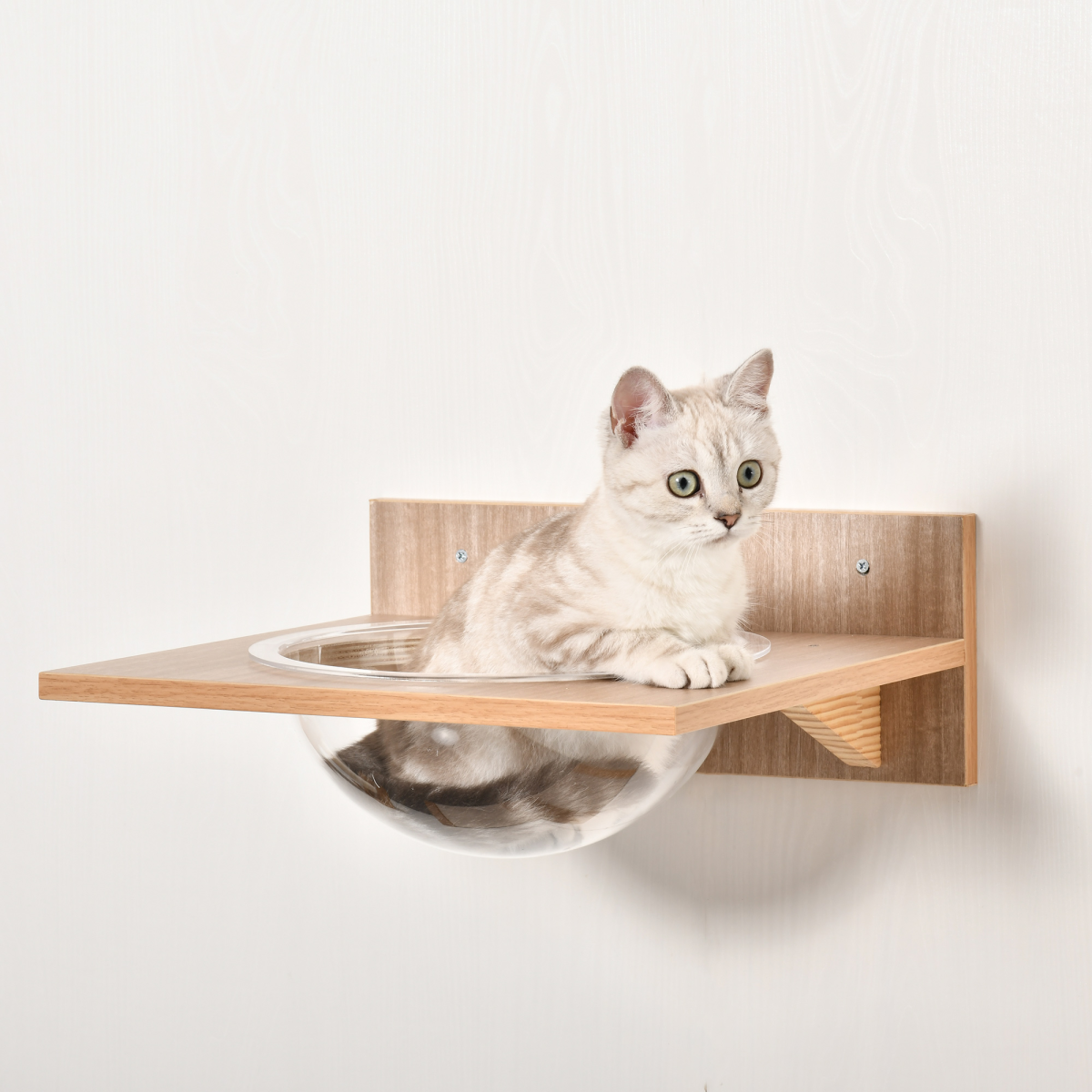 Pawhut wall-mounted cat tree shelf set with climbing tower, hammock, and scratching post for feline play and rest.