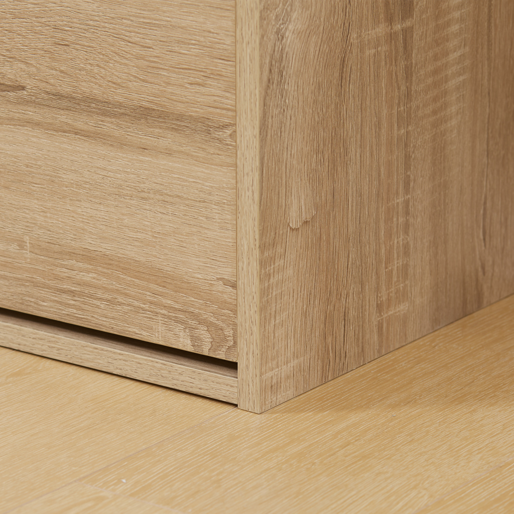 Natural HOMCOM entryway shoe bench with cushioned seat and storage cabinet, perfect for organizing shoes and adding seating.