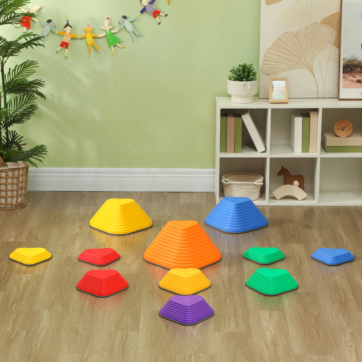 AIYAPLAY 11PCs Kids Stepping Stones, Non-Slip Stackable River Stones