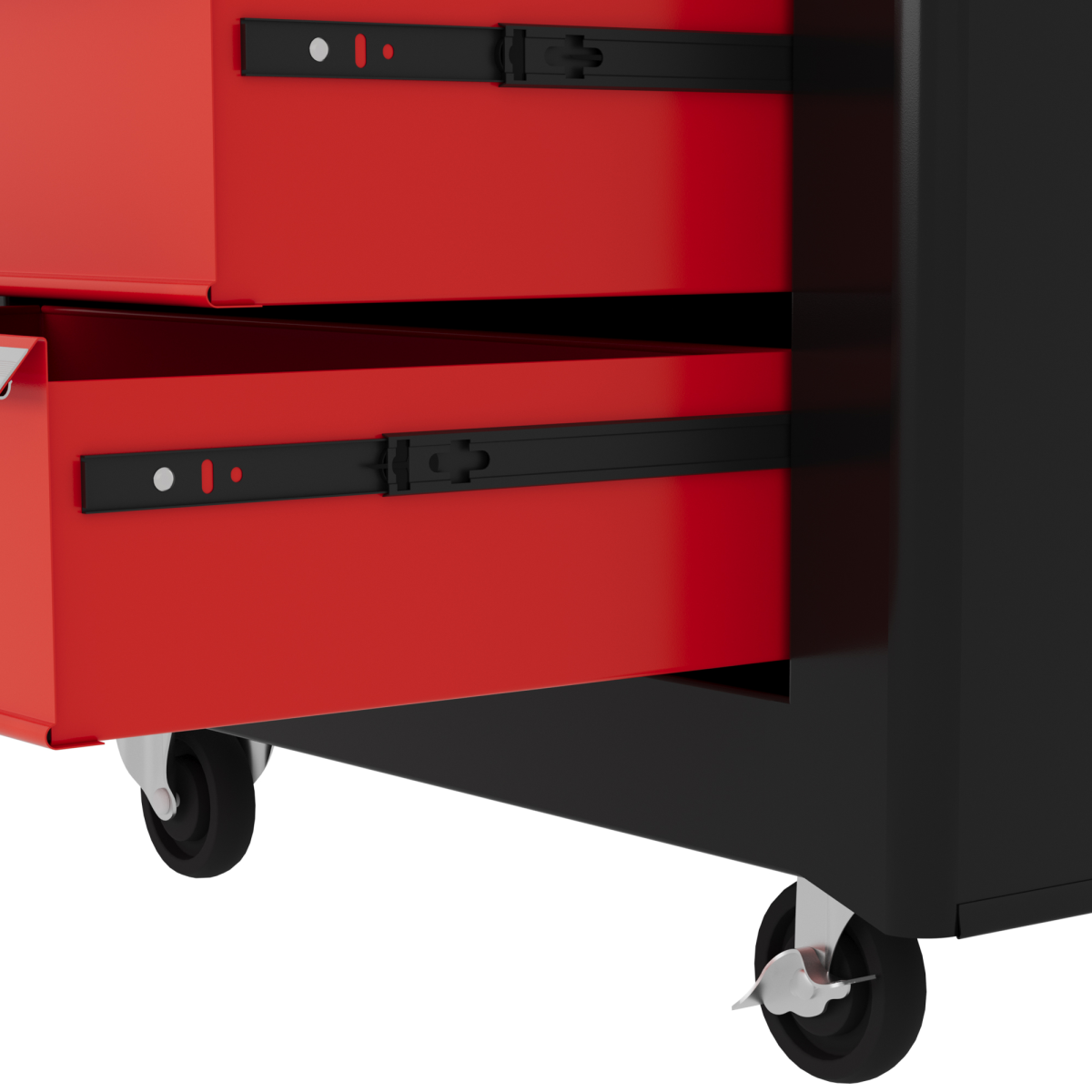 Red 5-drawer rolling tool chest by HOMCOM, featuring a lockable steel cabinet and wheels for easy mobility.