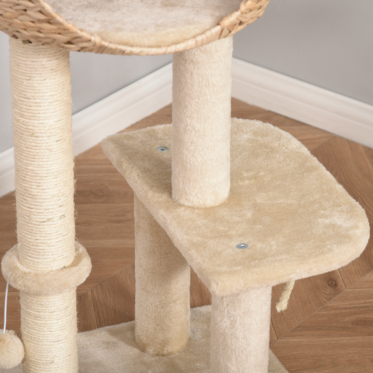 100cm Cat Tree Tower Kitten Climbing Tower W/ Scratching Post Condo  Pawhut