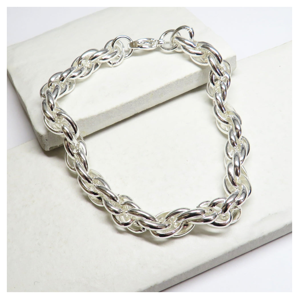 Twisted Silver Bracelet - Stainless Steel - 8 Inches - Modern Gift