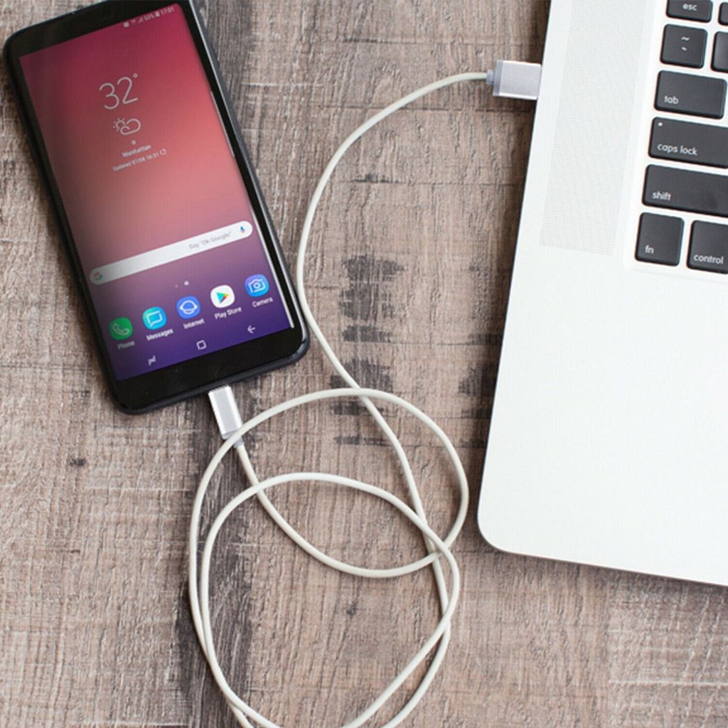 White 1.2m USB data charger cable for Micro USB by Aquarius, designed for syncing and charging devices.