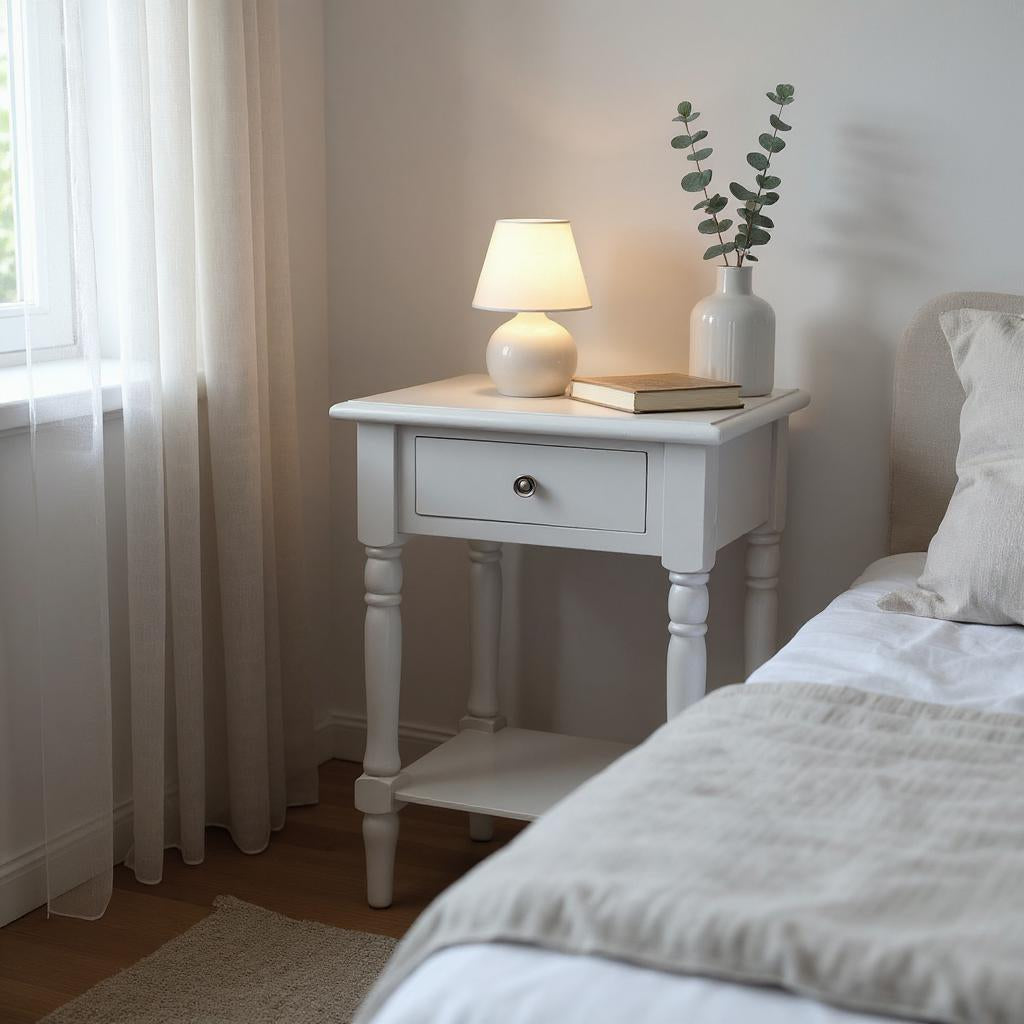 1 Drawer Side Table 65cm - Hand Finished Bedside Storage