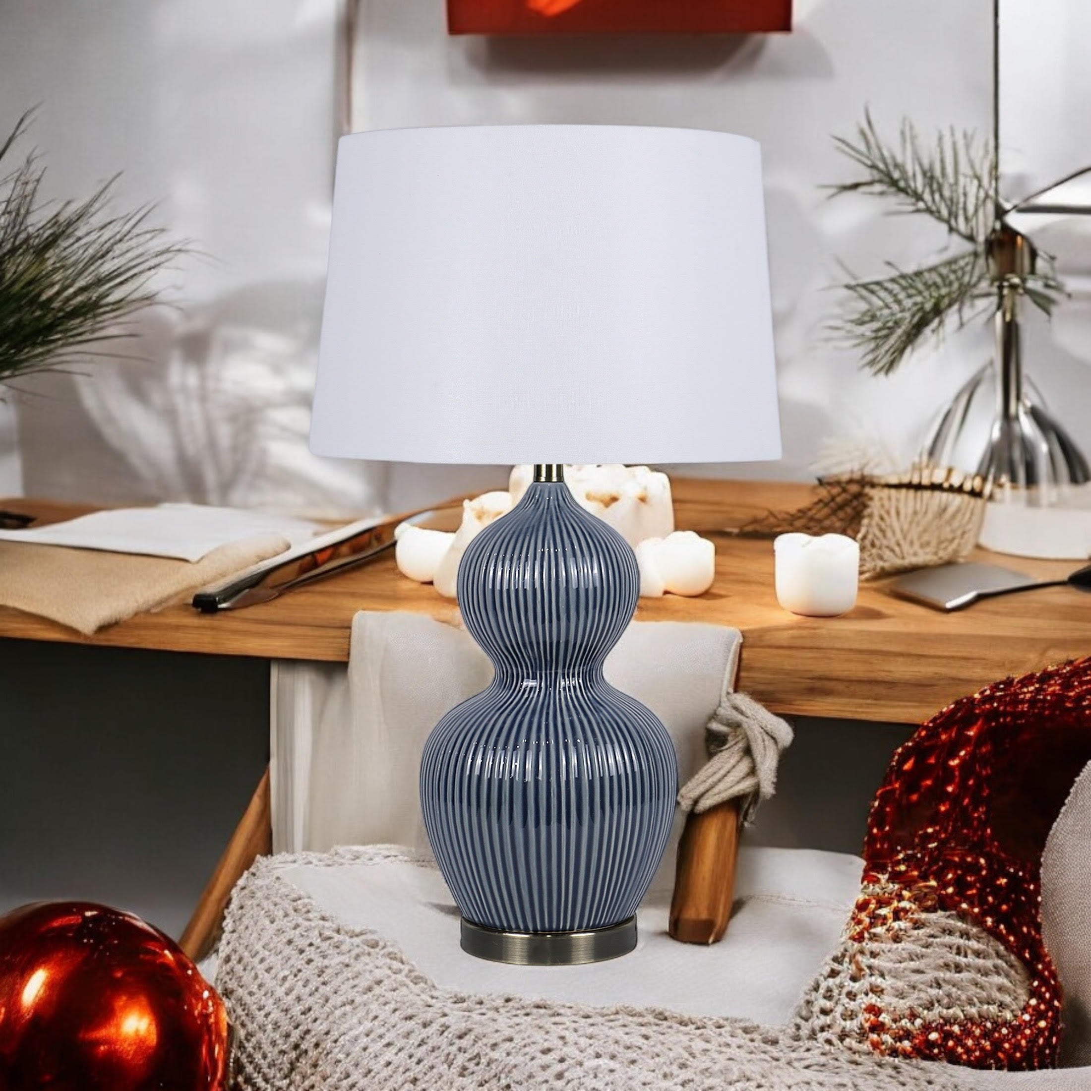 Ceramic Table Lamp 39cm with Shade - Traditional Design