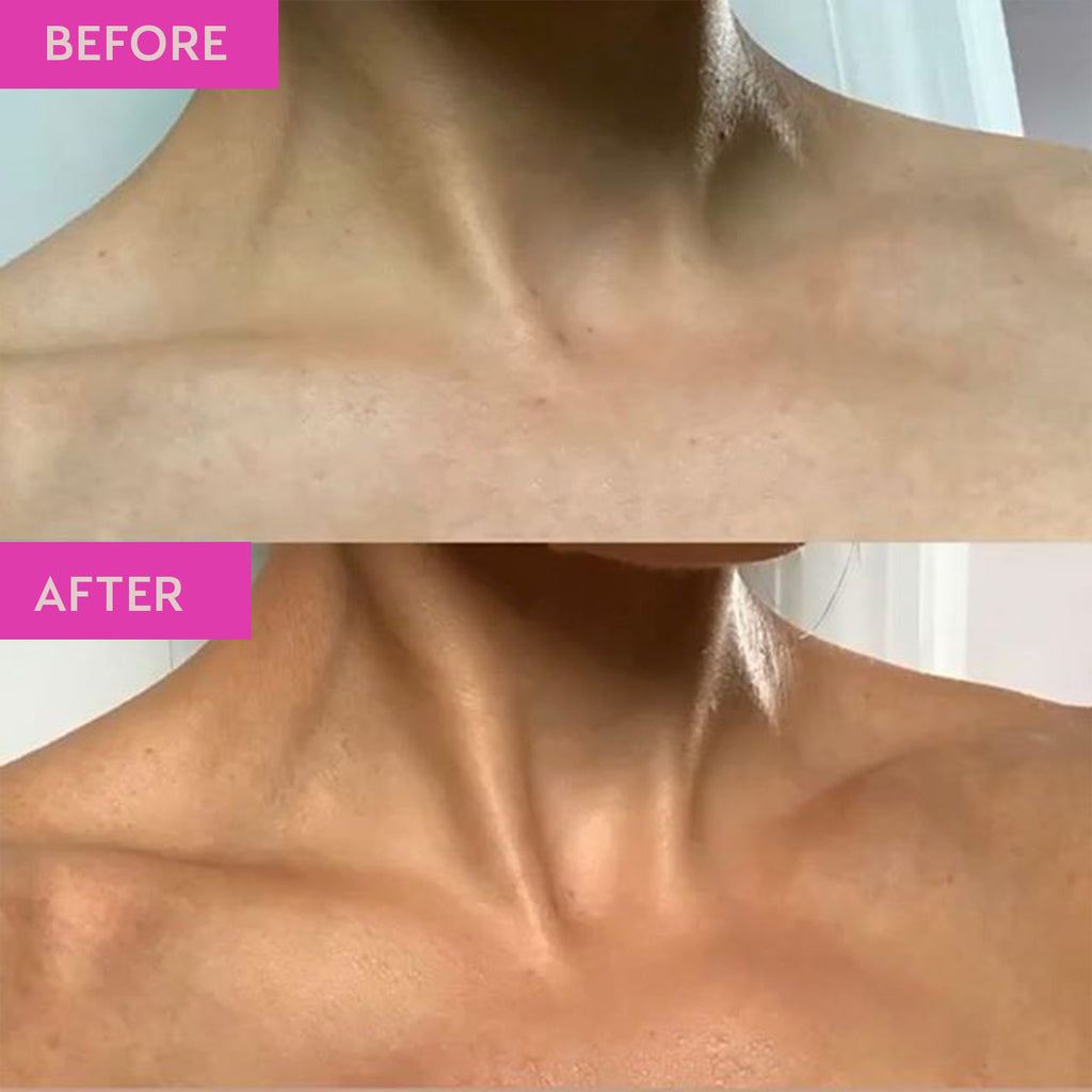 He-Shi Rapid 1 Hour Liquid Self Tan bottle with a medium to dark tan shade against a neutral background.