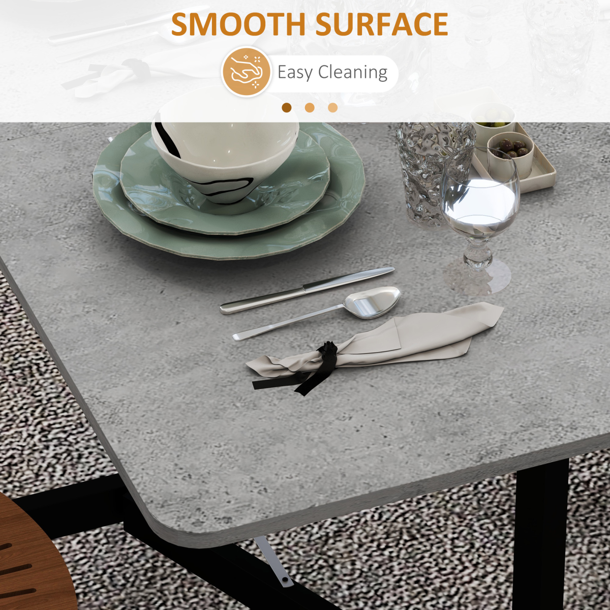 Grey folding dining table on wheels, designed for small spaces, by HOMCOM, with drop leaf feature for versatile use.