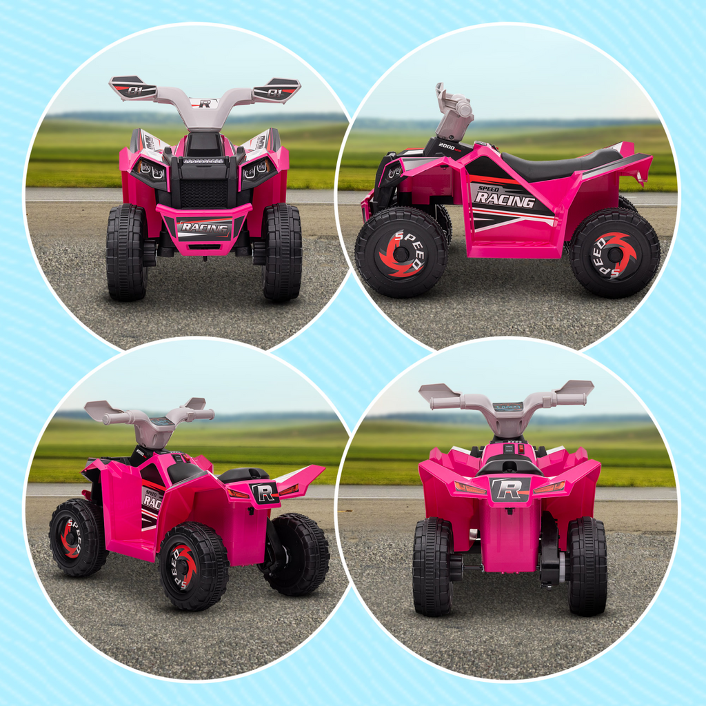 HOMCOM Electric Quad Bike, 6V Kids Ride-On ATV, for Ages 18-36 Months - Pink