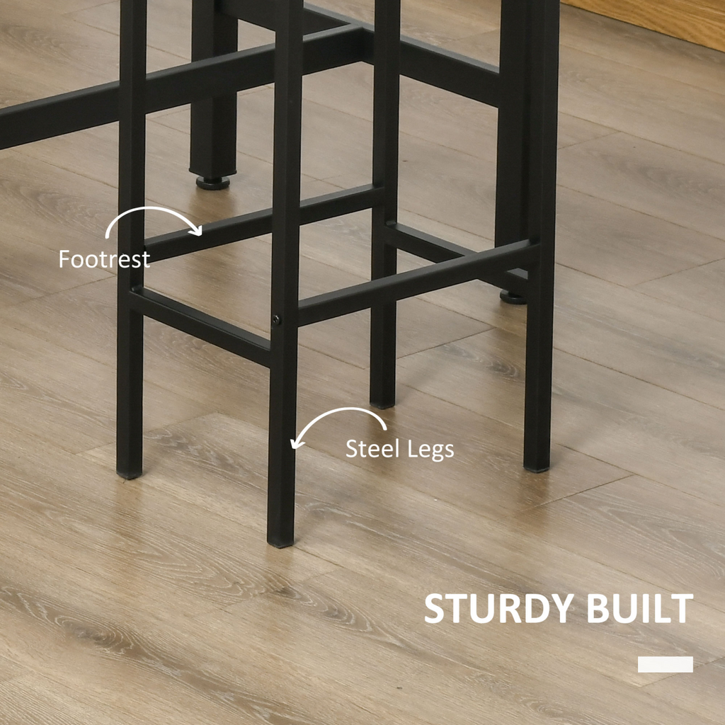 Industrial bar table set by HOMCOM featuring a rustic brown finish with two stools and a counter height design.