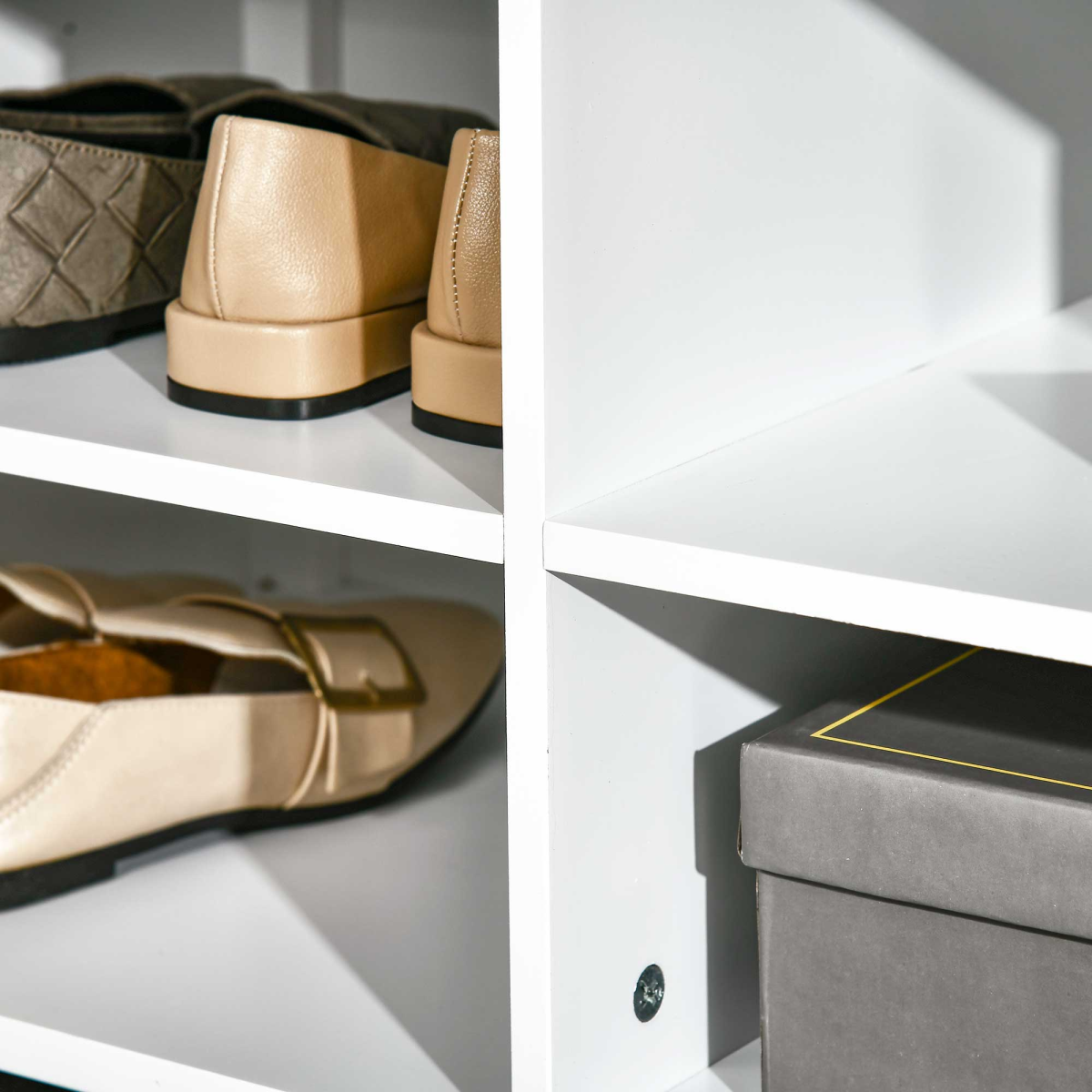 Mirror Cabinet Entryway Organizer - 80Lx40Wx170H cm - White