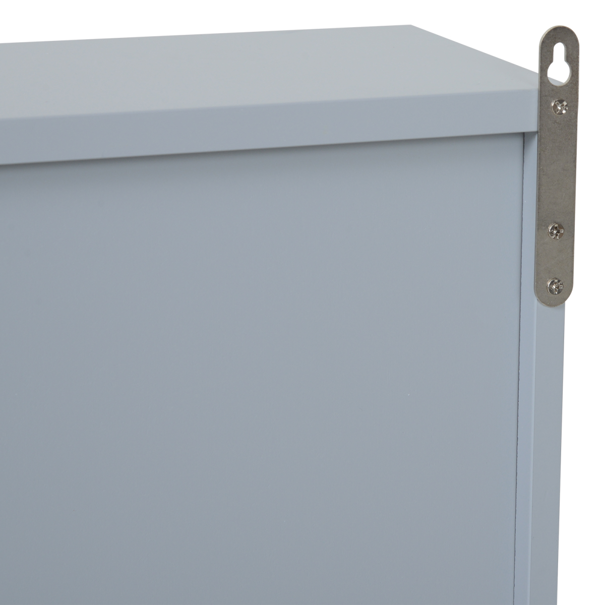 Grey wall mirror cabinet with storage shelf, designed for bathroom use, by Homcom.