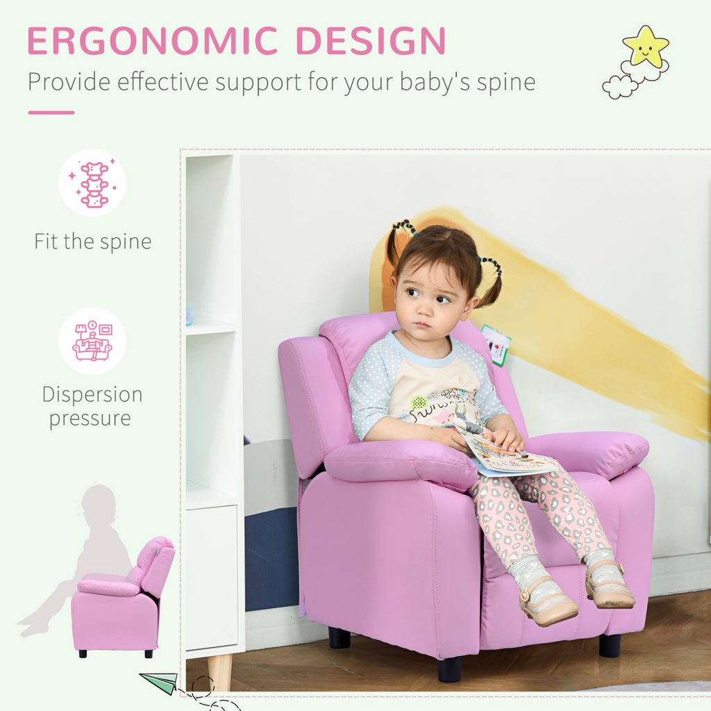HOMCOM Kids Recliner Armchair Game Chair Sofa Children Seat In PU Leather