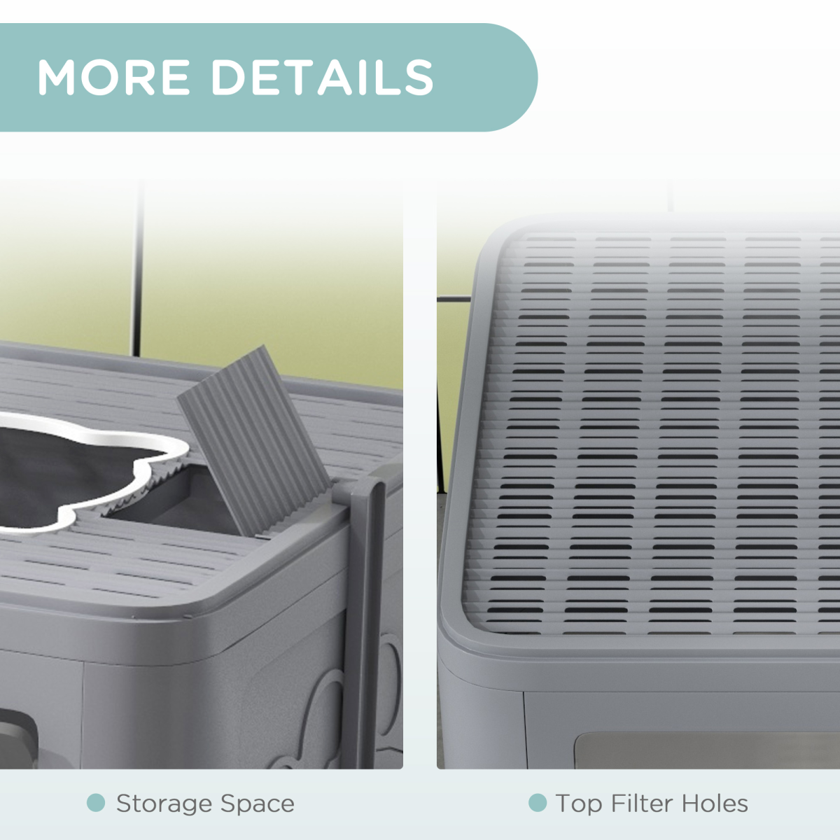 PawHut Cat Litter Tray Enclosed with Lid, Front Entry Top Exit, Scoop, Brush