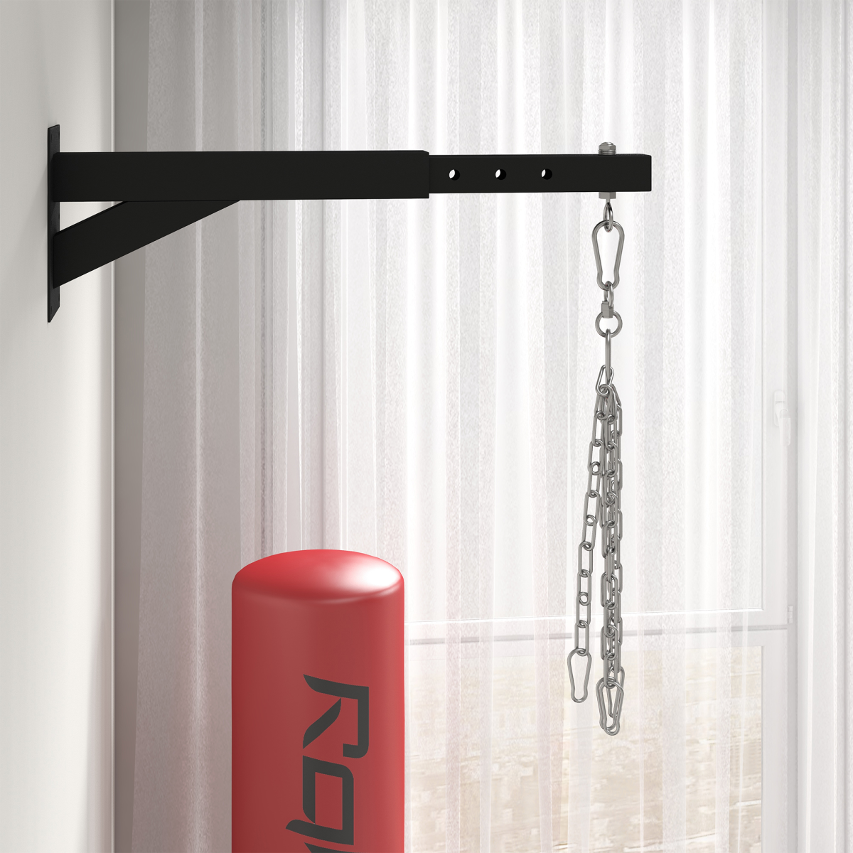 Wall-mounted 5-length adjustable punch bag bracket by SPORTNOW for boxing training, showcasing sturdy metal construction.