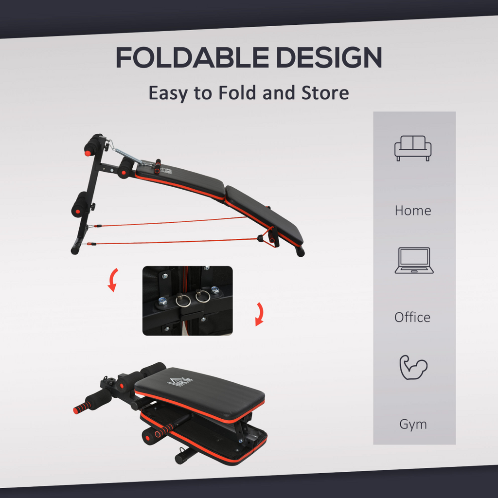 Foldable black sit up bench for core workouts, designed for home gym use by ActiveGear.