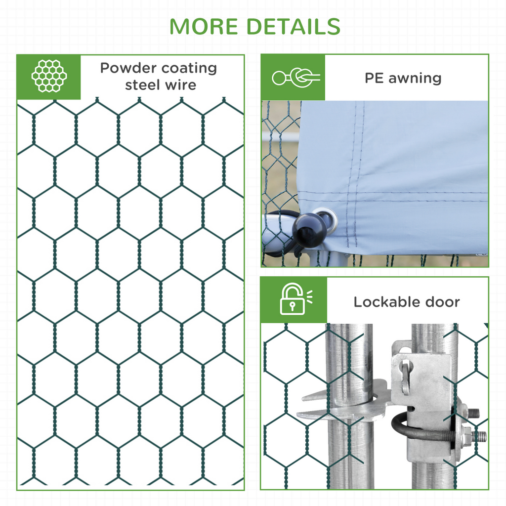 PawHut Walk In Chicken Run Large Galvanised Chicken Coop with Cover 6 x 3 x 2m