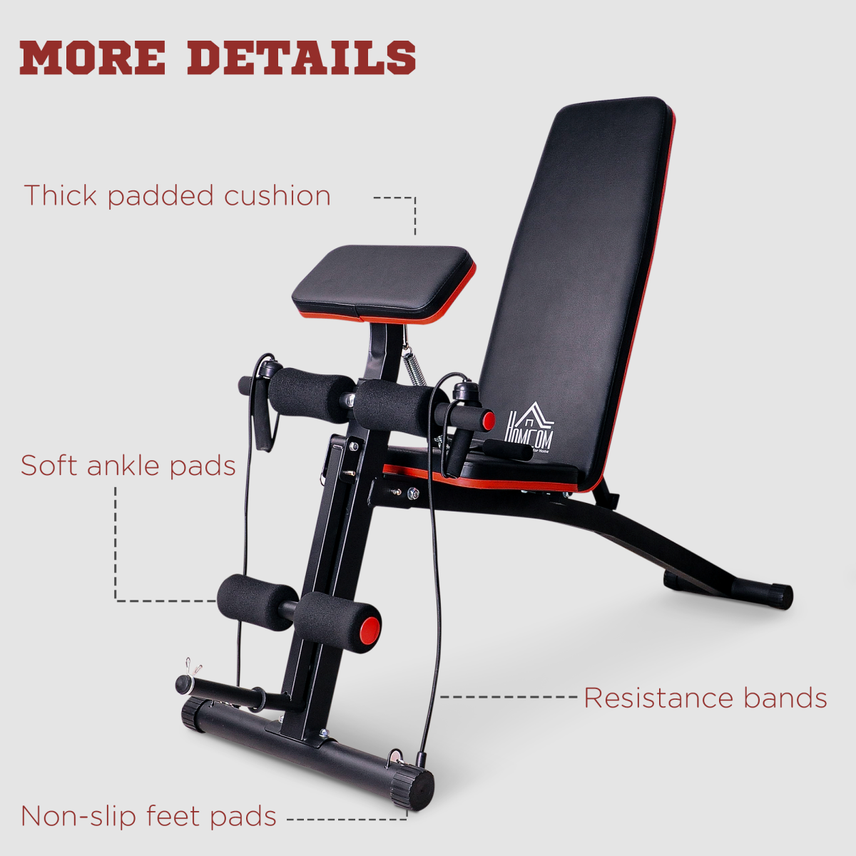 HOMCOM foldable dumbbell bench with 7 incline adjustments for versatile weight training workouts.